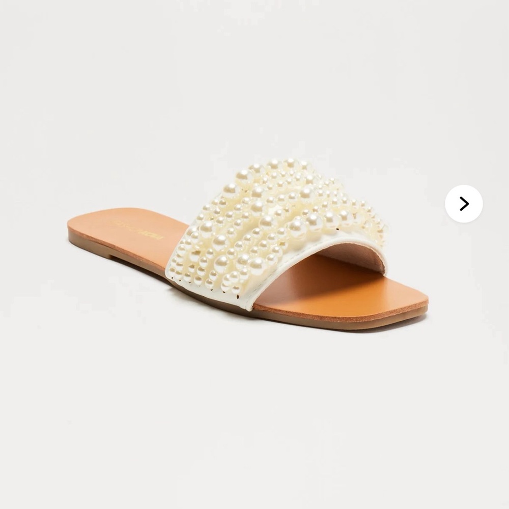 Feeling Pearly Elegant Cream Pearl-Embellished Slide Sandals - sold out